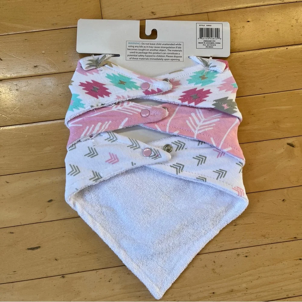 Hudson Baby Pink and White Bandana Bibs NEW Girls
